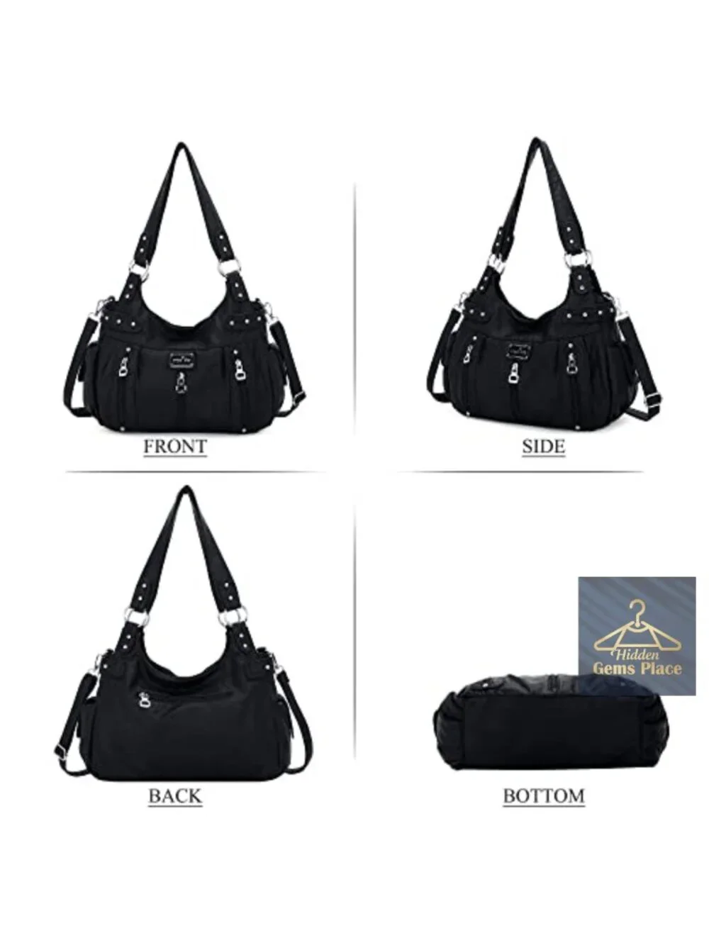 Washed Faux Leather Crossbody Hobo Satchel Shoulder Handbag Tote Purse